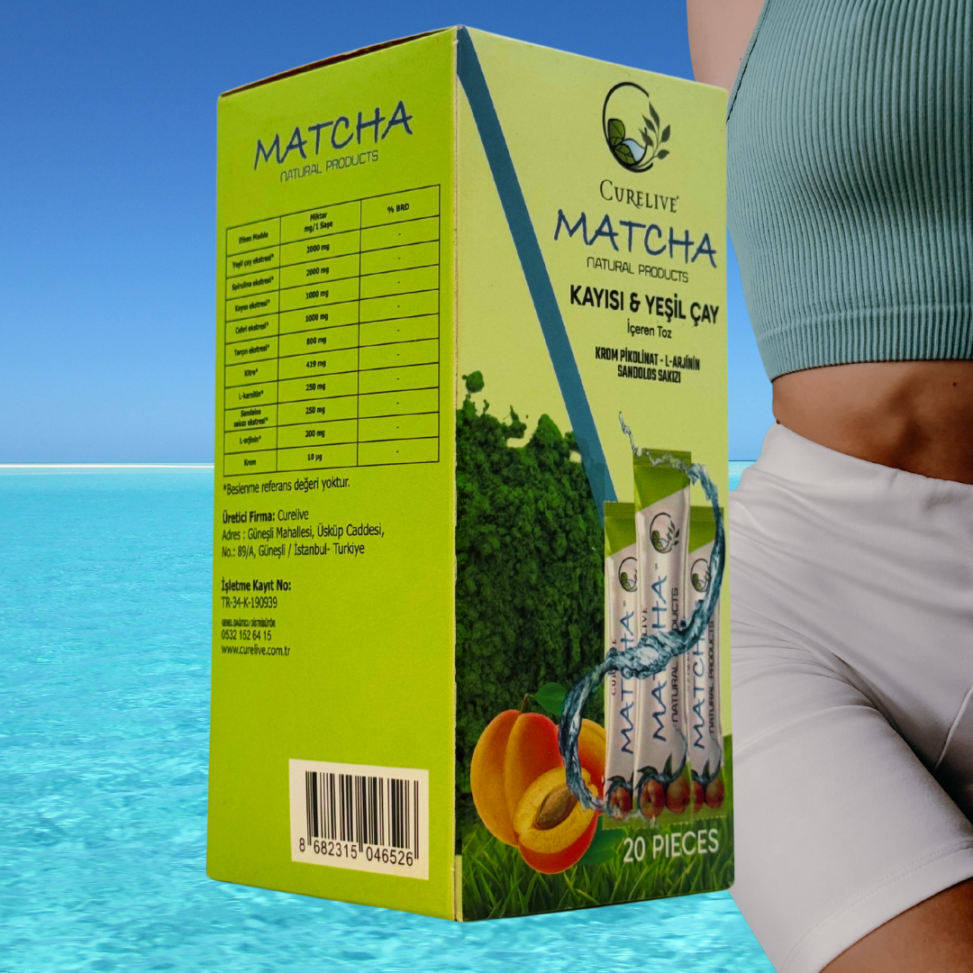 Matcha Kayısı & Yeşil Çay İçeren Toz Krom Pikolinat, L-Arjinin, Sandaloz Sakızı 20 Pieces