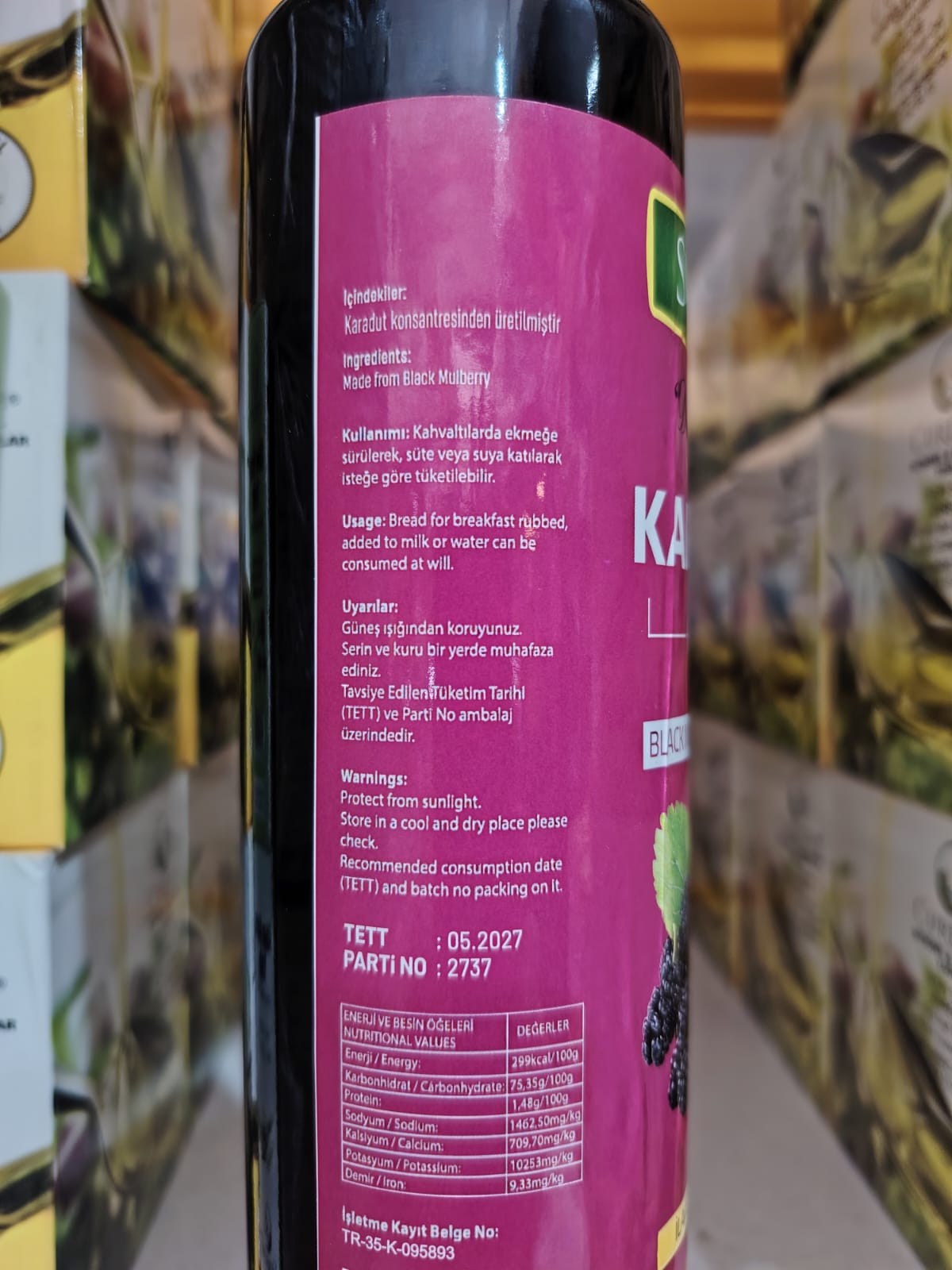 Sunum Saf ve Katkısız Doğal Karadut Özü Özel Cam Şişe Net 700 Gr. 1