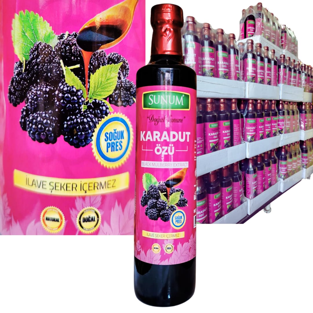 Sunum Saf ve Katkısız Doğal Karadut Özü Özel Cam Şişe Net 700 Gr. 5
