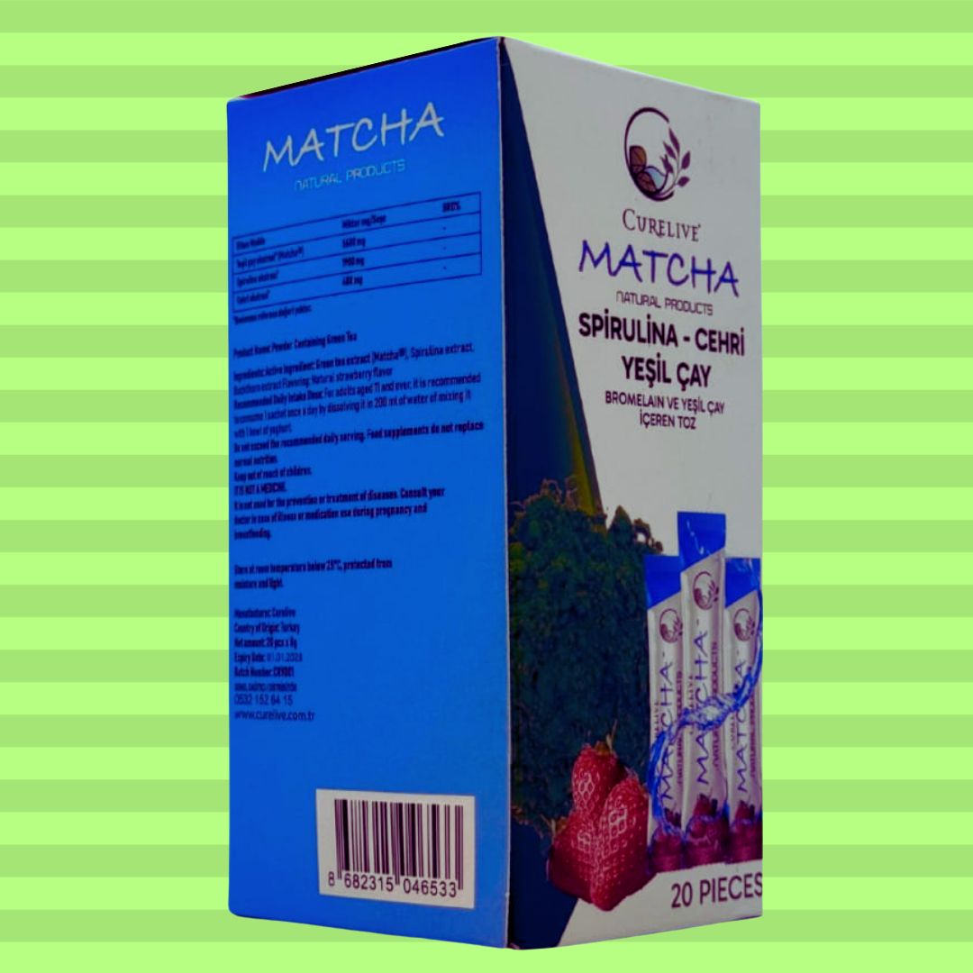 Matcha Spirulina & Cehri & Yeşil Çay İçeren Toz 20 Pieces