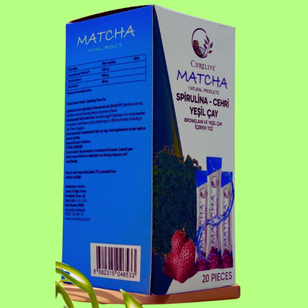 Matcha Spirulina & Cehri & Yeşil Çay İçeren Toz 20 Pieces 4