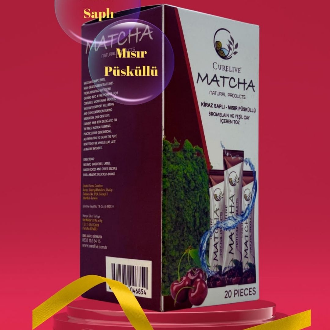 Matcha Kiraz Saplı & Mısır Püsküllü Bromelain ve Yeşil Çay İçeren Toz 20 Pieces