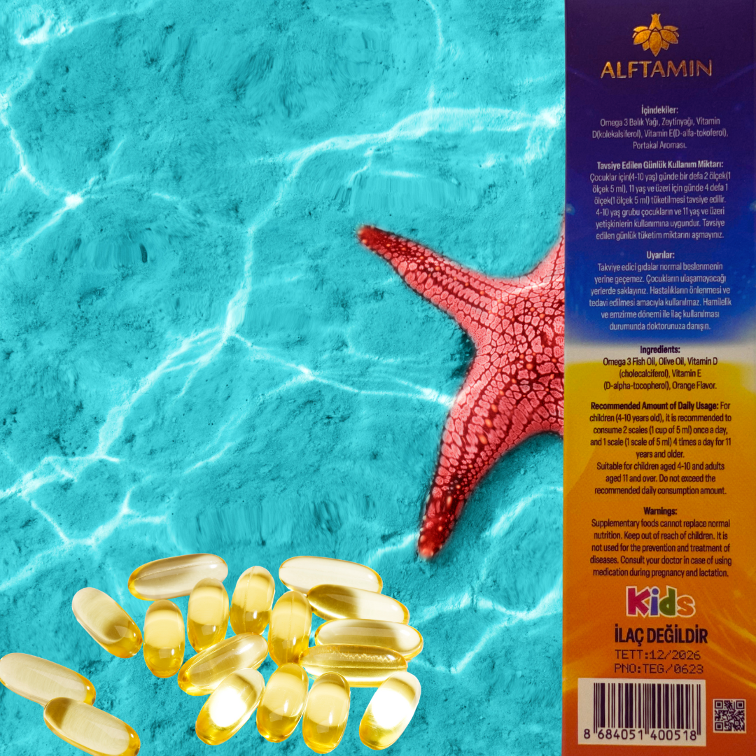 Alftamin Kids Omega 3 Balık Yağı 150 ml. Şurup 4