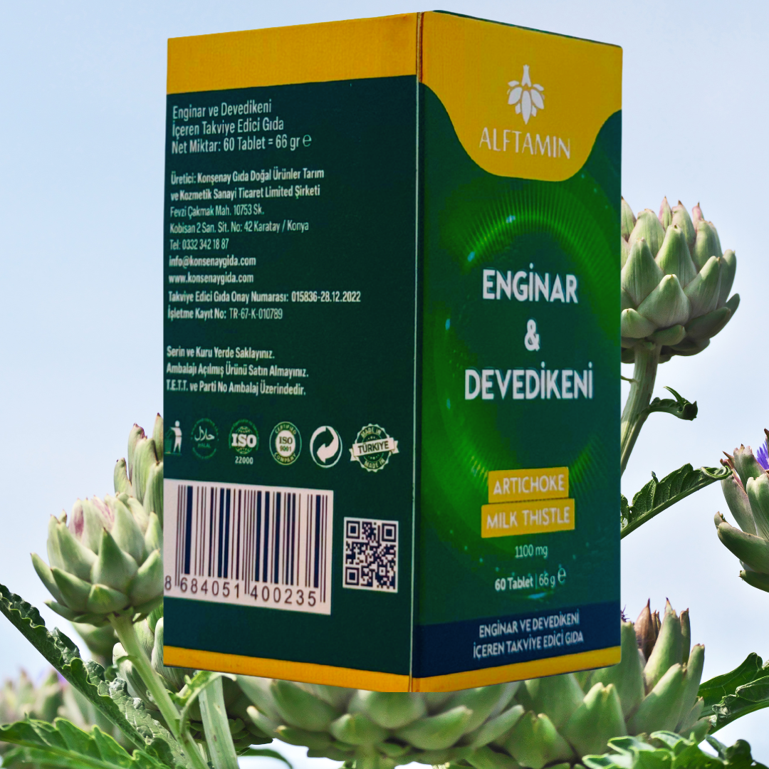  Alftamin Enginar & Deve Dikeni Artichoke Milk Thistle 110 mg. ( 60 Tablet ) 66 g e