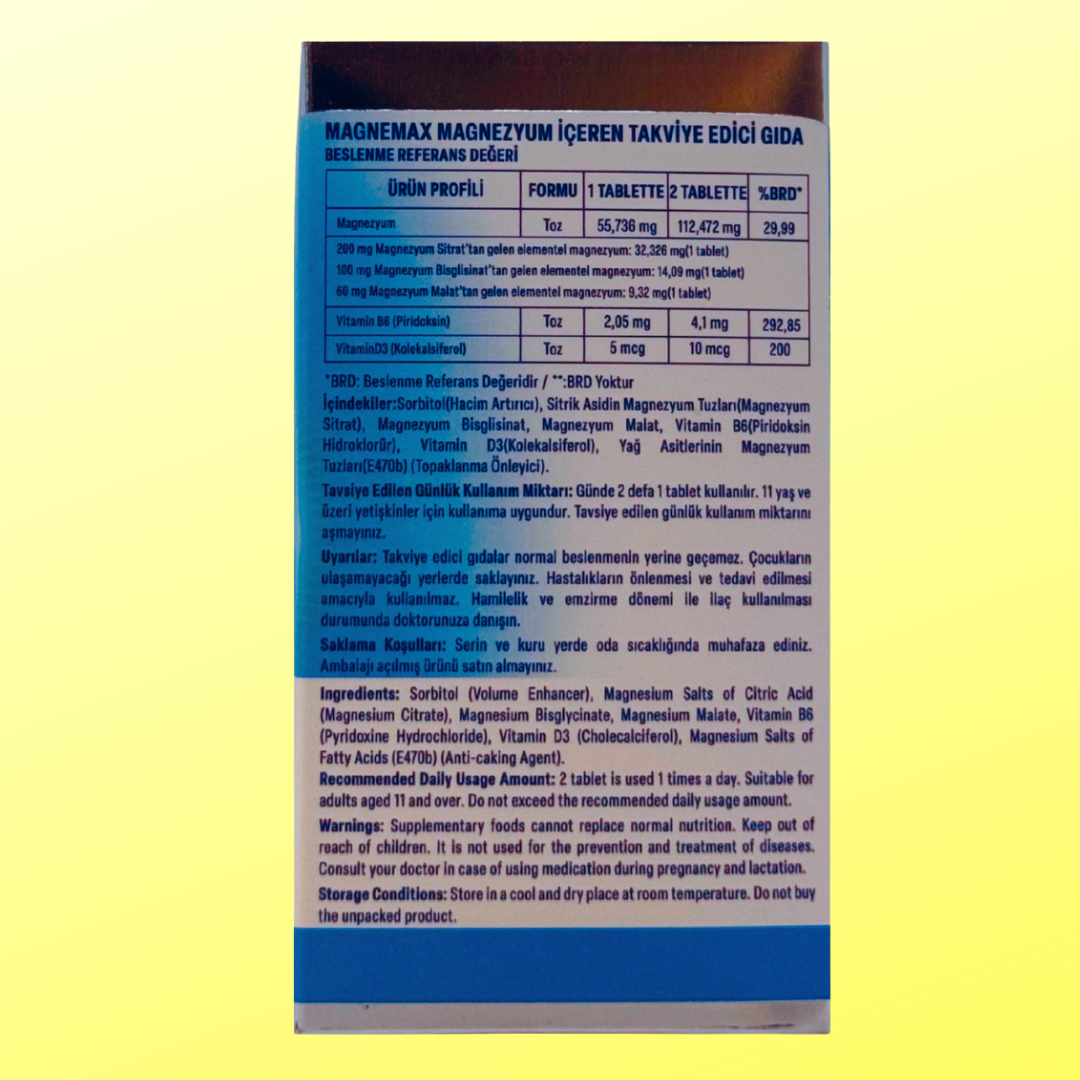 Alftamin Magnema Malat & Sitrat Bisglisinat 1000 mg Foot Supplement ( 60 Tablet ) 60 g e 1