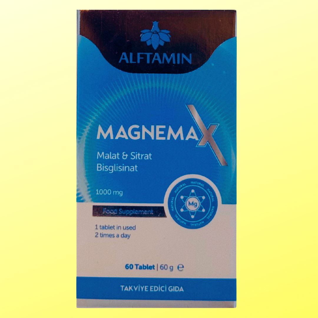 Alftamin Magnema Malat & Sitrat Bisglisinat 1000 mg Foot Supplement ( 60 Tablet ) 60 g e 2