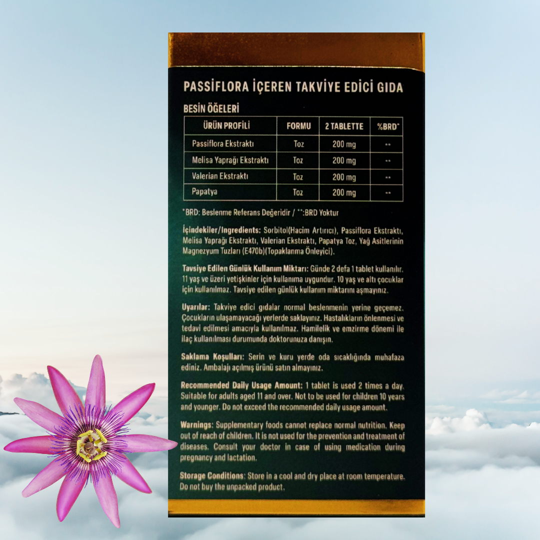 Alftamin Passiflora Lemon Balm Valerian Camomile 1000 mg ( 60 Tablet ) 60 g e 2