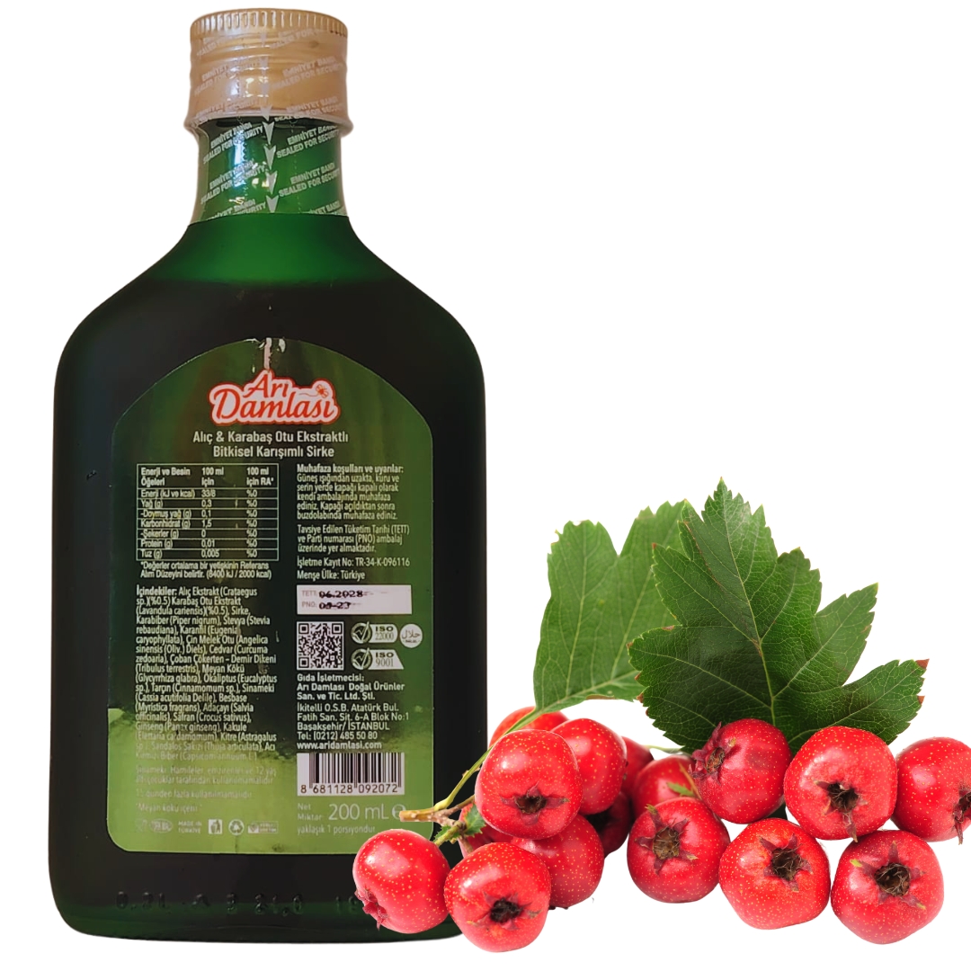 Arı Damlası Vinex 200 ml Alıç & Karabaş Otu Ekstraktlı Bitkisel Karışımlı Sirke  1