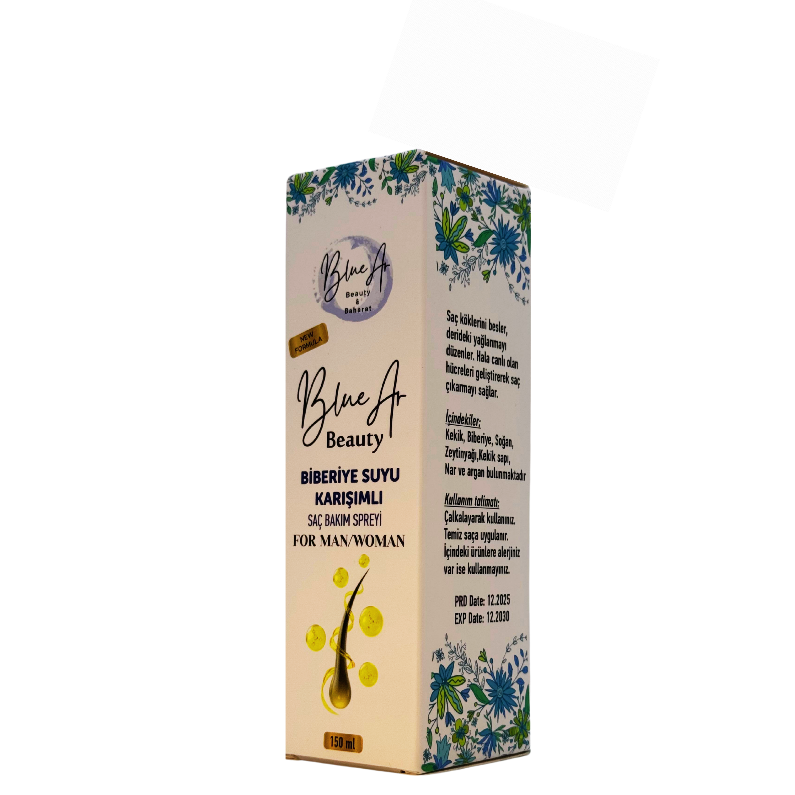 Blue Ar Biberiye Suyu Karışımlı Saç Dökülme Karşıtı, Saç Uzamasını ve Gürleştirmeyi Destekleyici Saç Bakım Spreyi 150 ml 3