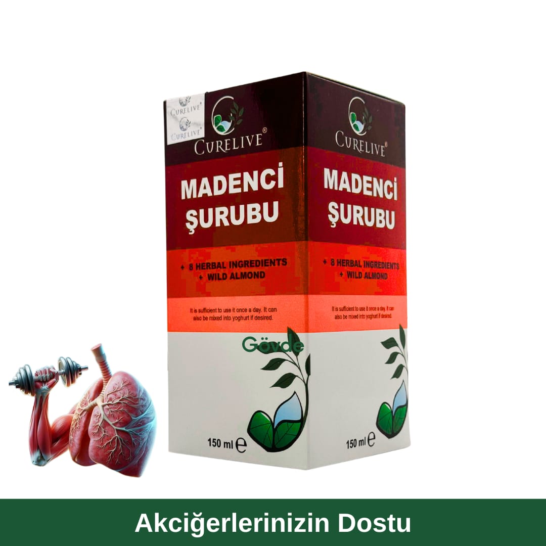 Curelive Madenci Şurubu 150 ml. 8 Herbal Ingredients, Wild Almond